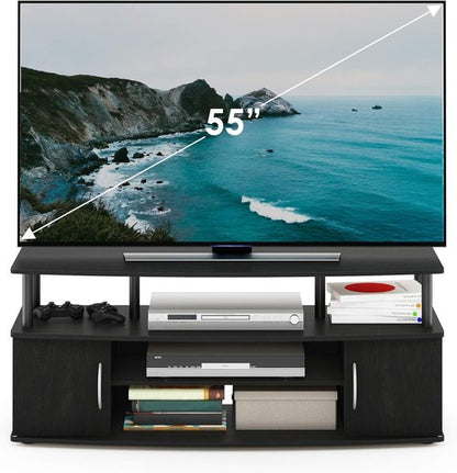 Furinno JAYA Large TV Stand - Fits TVs Up to 55 Inches | Stylish Blackwood Finish