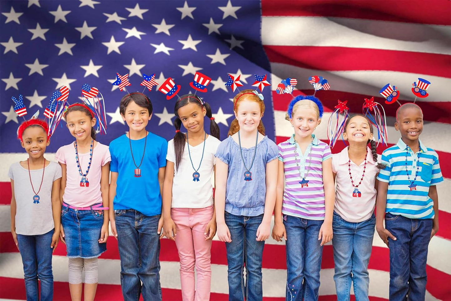 Moon Boat 12PCS Patriotic Headbands - 4th of July Party Accessories in Red, White & Blue