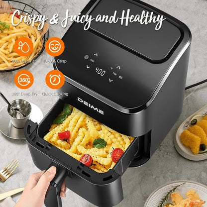 DEIME Air Fryer - Compact 3 Qt Digital Airfryer for Quick Meals | Nonstick & Dishwasher Safe (Black)