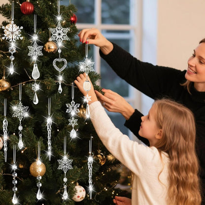 Skiennix Crystal Ornaments - 21pcs Sparkling Snowflake Christmas Tree Decorations | Holiday Home Decor