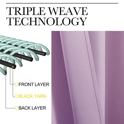 NICETOWN Room Darkening Drapes for Nursery - Light Blocking Curtain Panels for Bedroom Girl Room, Soft Fabric Window Treatment (Lilac, 42 inches Width by 95 inches Length, 1 Pair)