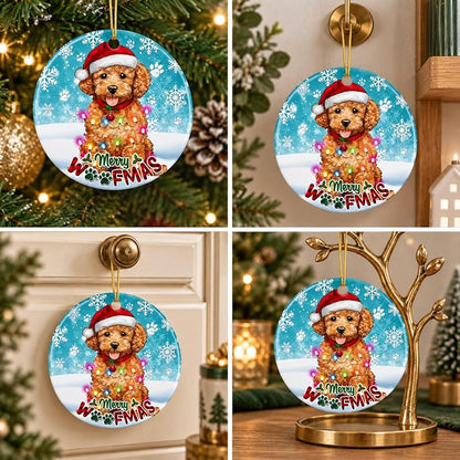 Poodle Woofmas Christmas Ornament - 2.9 Inch Ceramic Gift for Dog Lovers