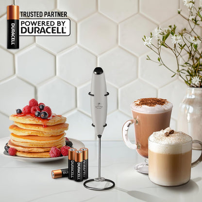 Zulay Kitchen Milk Frother Wand - Ultra-Fast Handheld Electric Whisk for Coffee & Lattes - Gray & Black