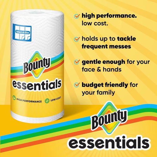 Bounty Essentials Select-A-Size Paper Towels - 6 Double Rolls | 108 Sheets Per Roll, White