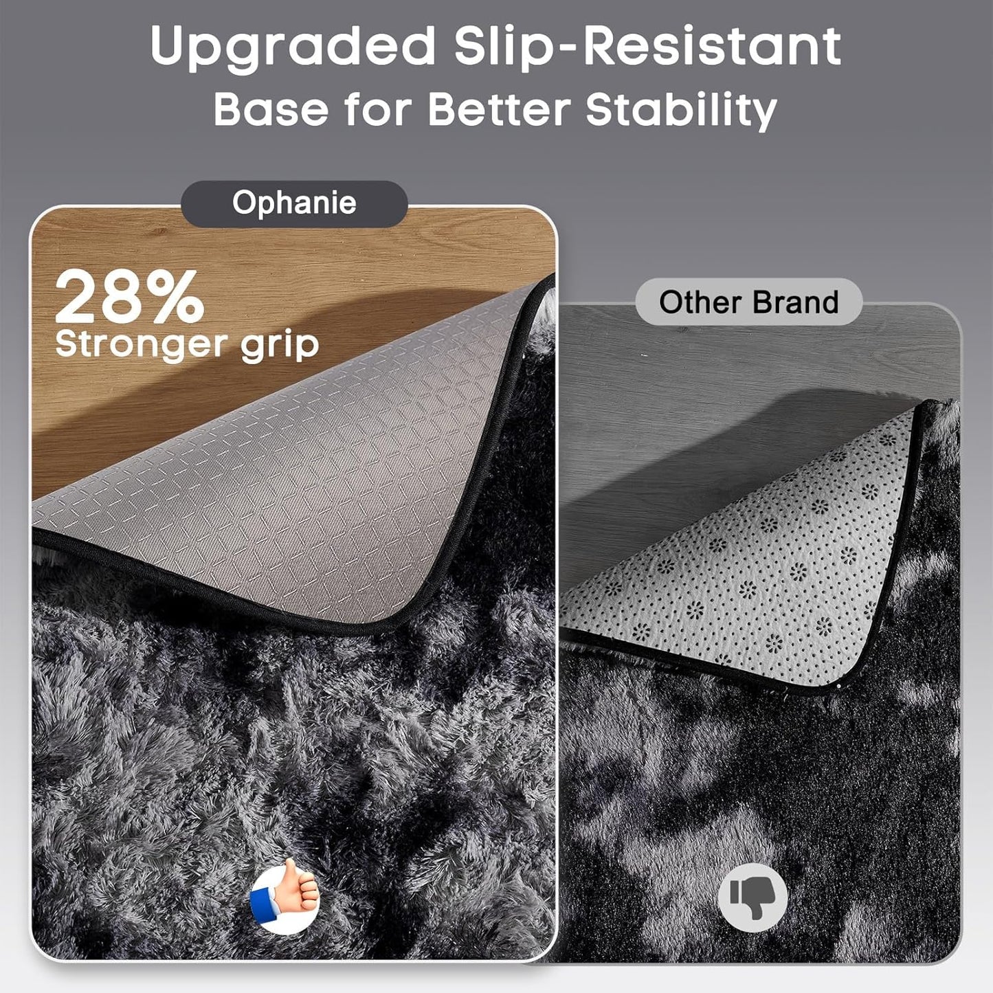 Ophanie Tie-Dyed Black & Grey Area Rug - Fluffy Shag Plush Carpet for Bedroom & Living Room | 4x6 Indoor Decor