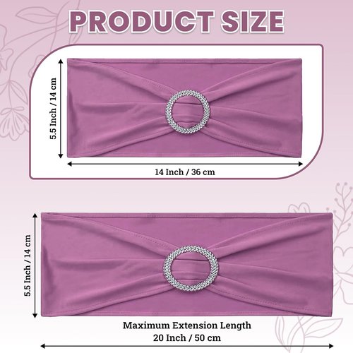 MDS Premium Stretch Chair Sashes - Pack of 25 Elastic Covers with Buckle Slider | Dusty Pink for Weddings & Events