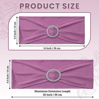 MDS Premium Stretch Chair Sashes - Pack of 25 Elastic Covers with Buckle Slider | Dusty Pink for Weddings & Events