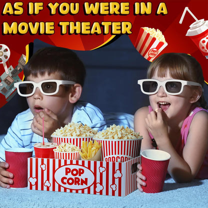 Skiennix Movie Night Snack Trays - Reusable Wooden Gift Basket for Popcorn | Striped Design