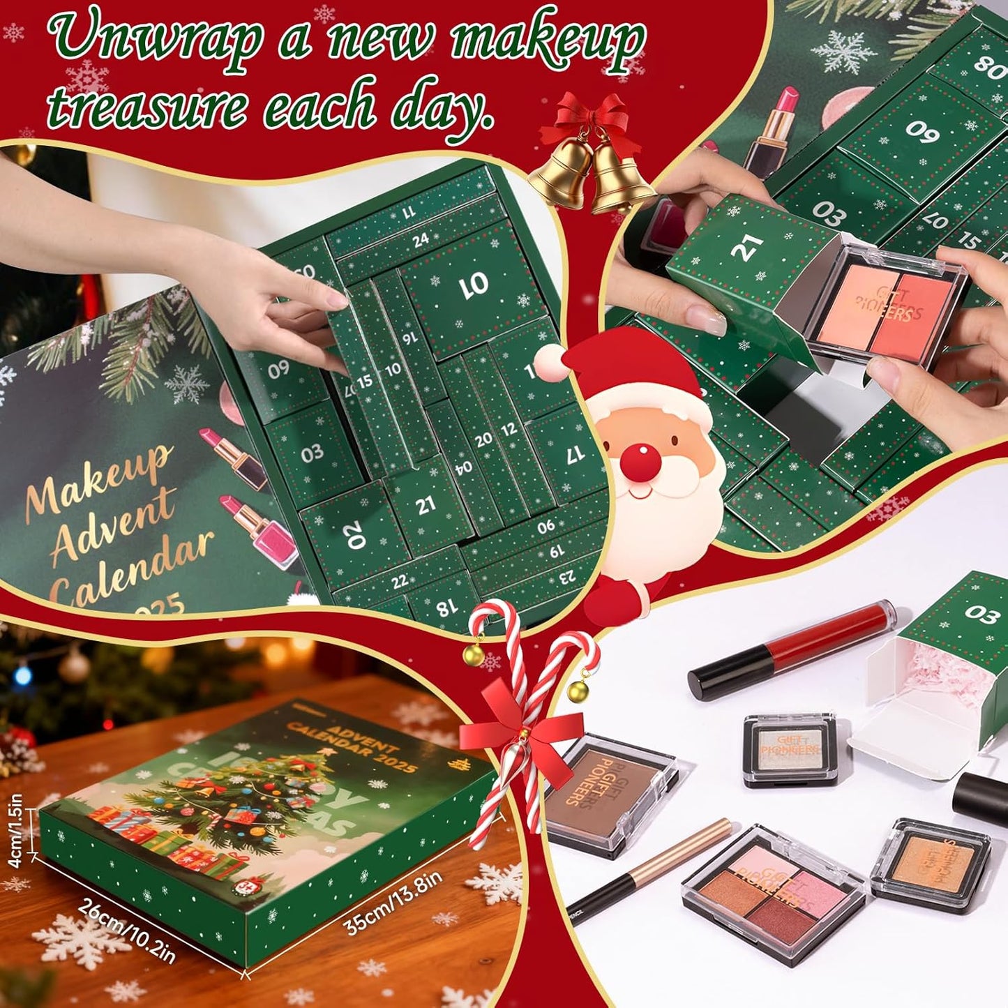 Skiennix Makeup Advent Calendar 2025 - 24-Day Christmas Beauty Countdown Set for Women & Teens