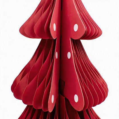 Christmas Red 70-Inch Paper Honeycomb Floor Tree - Foldable, Self-Standing