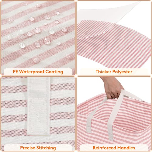 Lifewit 2 Pack Laundry Basket 80L Each, Collapsible Clothes Hamper with Reinforced Handles, Freestanding Waterproof Design for Bedroom and Laundry Room, Pink 160L Total