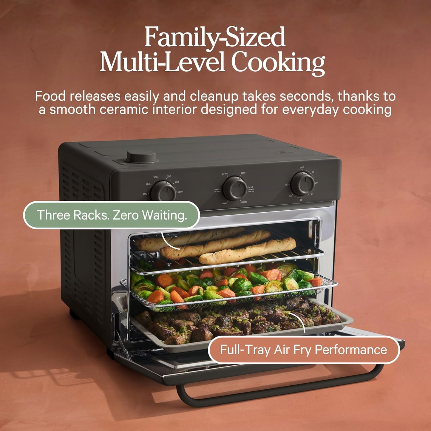 Our Place Large Wonder Oven - 6-in-1 Stainless Steel Air Fryer Toaster Oven | 32 QT Capacity - Toast, Roast, Bake, Reheat, Broil & Steam | Char