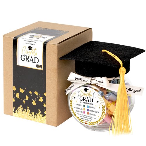 Graduation Bible Verses Jar with Grad Hat, High School, College Graduation Gifts, Class of 2026 Decorations, 2026 Graduation Gifts from Mom, Dad