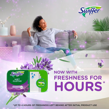 Swiffer Sweep + Mop Wet Pads Refill - All-Purpose Floor Cleaner for Dirt & Dust | Lavender, 12ct