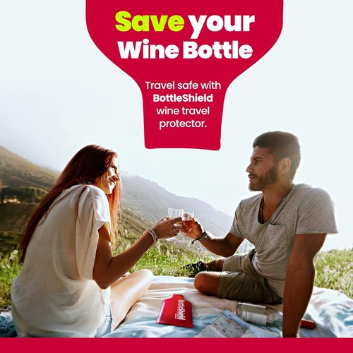 Liquid Spectrum Bottle Shield Reusable Wine Protector Travel Bag (2-Pack) - Bubble Cushioning Wrap Suit - Unbreakable Bottle Sleeve, Leak Proof - Wine Tote Bags Accessory for Suitcase Luggage, Red