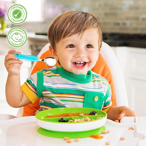Lehoo Castle Toddler Utensil Set - 6-Piece Stainless Steel Fork & Spoon with Dinosaur Design for Ages 2-4
