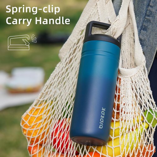 BJPKPK Insulated Water Bottle - 20 oz Double Wall Stainless Steel Tumbler with 2 Lids | Sapphire Blue