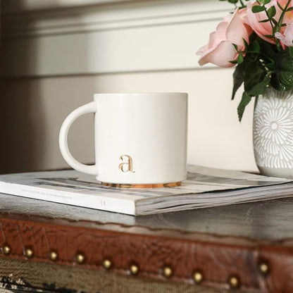 Collective Home Monogram Ceramic Mugs - 15 oz Elegant Initial Coffee Cups | Personalized Gift Box