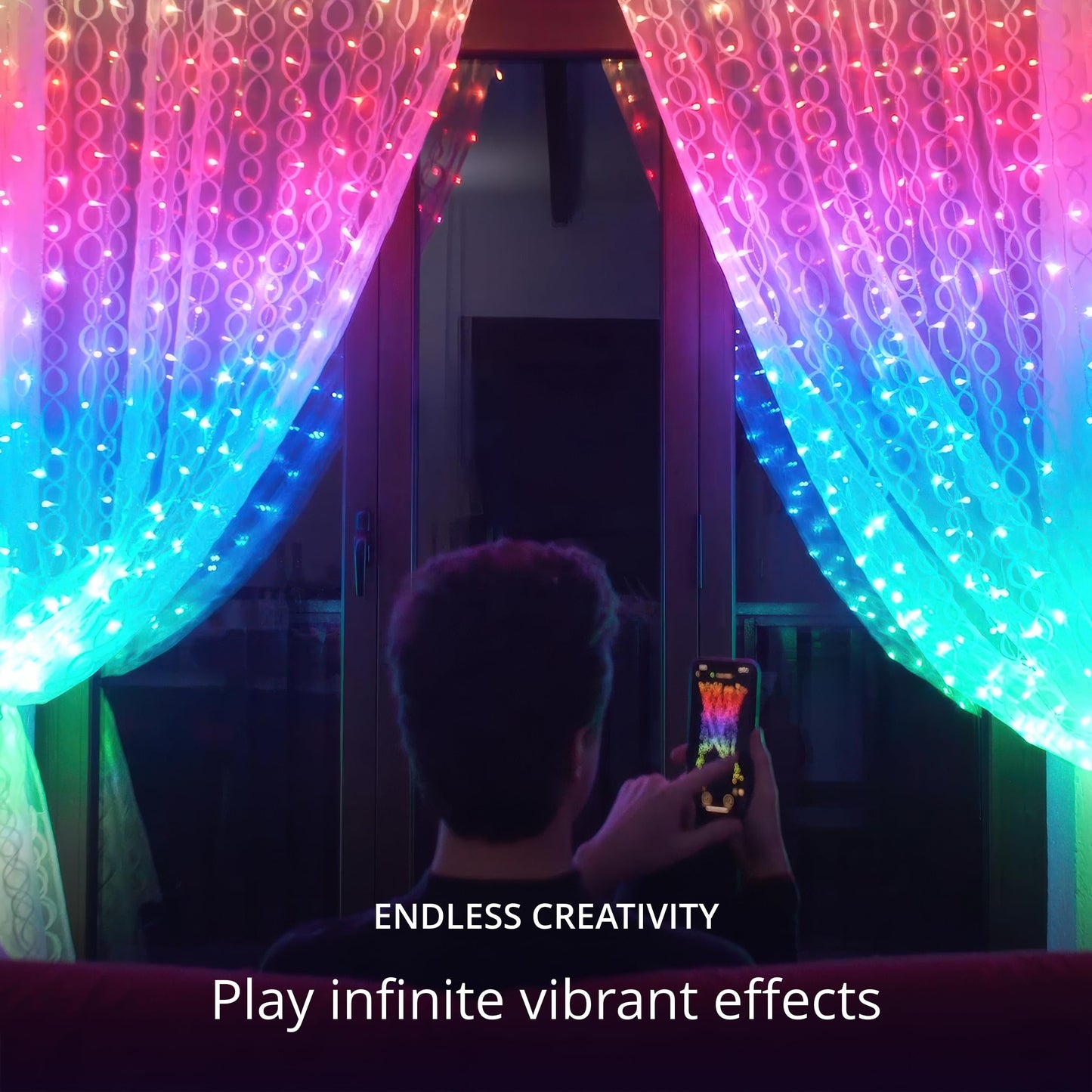 Twinkly Christmas Curtain Lights 210 RGB+W LEDs - App-Controlled, Sync with Music, Indoor & Outdoor Use, Compatible with Google Assistant, Amazon Alexa, Apple HomeKit, Bluetooth & WiFi Connectivity