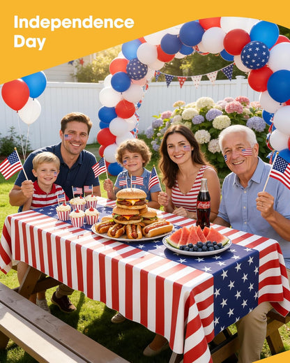 Niuara American Flag Tablecloths - 4 Pack 54" x 108" Disposable Covers for Parties & Holidays