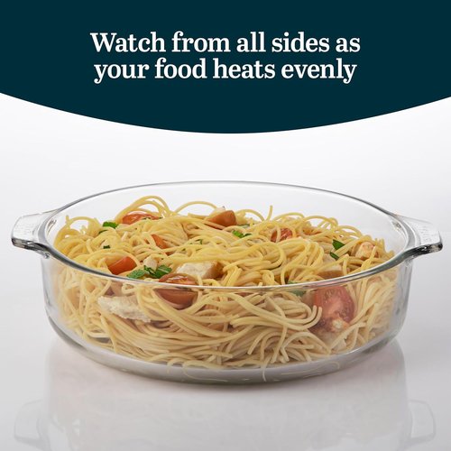Libbey Round Casserole Dish - Elegant Glass Bakeware with Lid | Stackable for Oven & Microwave
