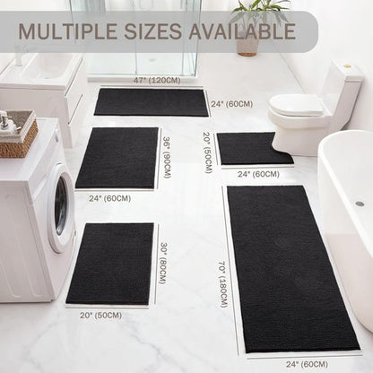 Exclusivo Mezcla Bathroom Rugs - Extra Soft Chenille Mat, Quick Dry & Machine Washable | 24x36, Black