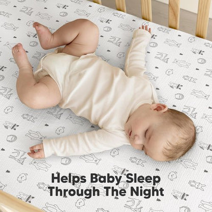 KeaBabies 2-Pack Muslin Crib Sheets for Boys, Girls - 100% Organic Cotton Fitted Baby Crib Mattress Sheet, Soft Breathable Standard Toddler Bed Cover Bedding Set, Neutral, Durable 52x28 (Woodland)