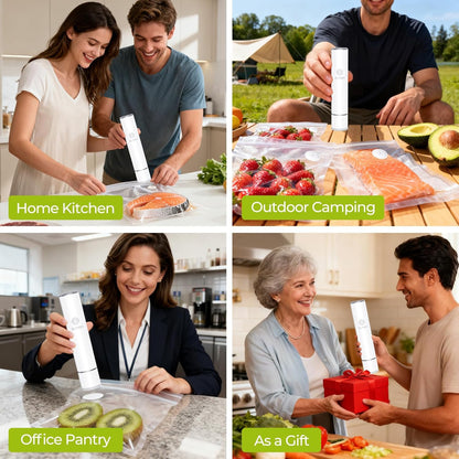 Skiennix Handheld Vacuum Sealer - Compact Food Saver Pump with 20 BPA-Free Bags | Type-C Rechargeable for Sous Vide & Meal Prep
