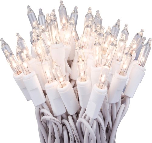 612 Vermont Clear Christmas Lights - 100 Bulbs on White Wire | UL Approved for Indoor/Outdoor Use, 18ft Length