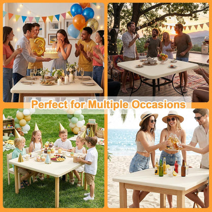 Stretchy Spandex Table Cover by [Brand Name] | 34" x 34" Ivory Fitted Tablecloth - Washable & Wrinkle-Resistant for Indoor/Outdoor Events