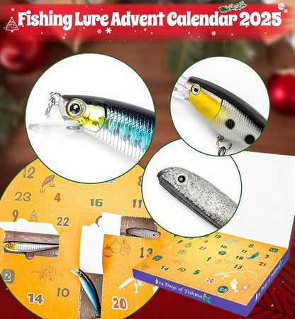 Fishing Lure Advent Calendar 2025 - 24 Days of Premium Bait | Perfect Christmas Gift for Anglers
