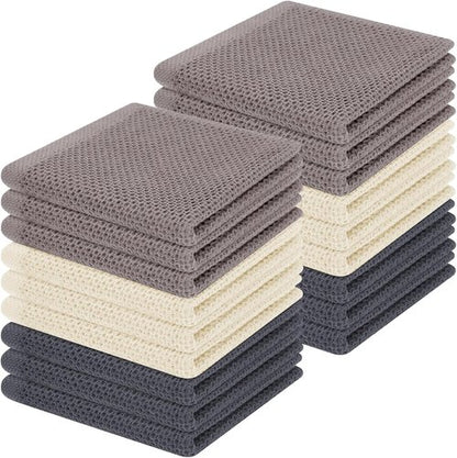 Homaxy 100% Cotton Waffle Weave Dish Cloths - Ultra Soft & Absorbent Kitchen Towels | 12 x 12 Inches, 18-Pack, Mixed Colors