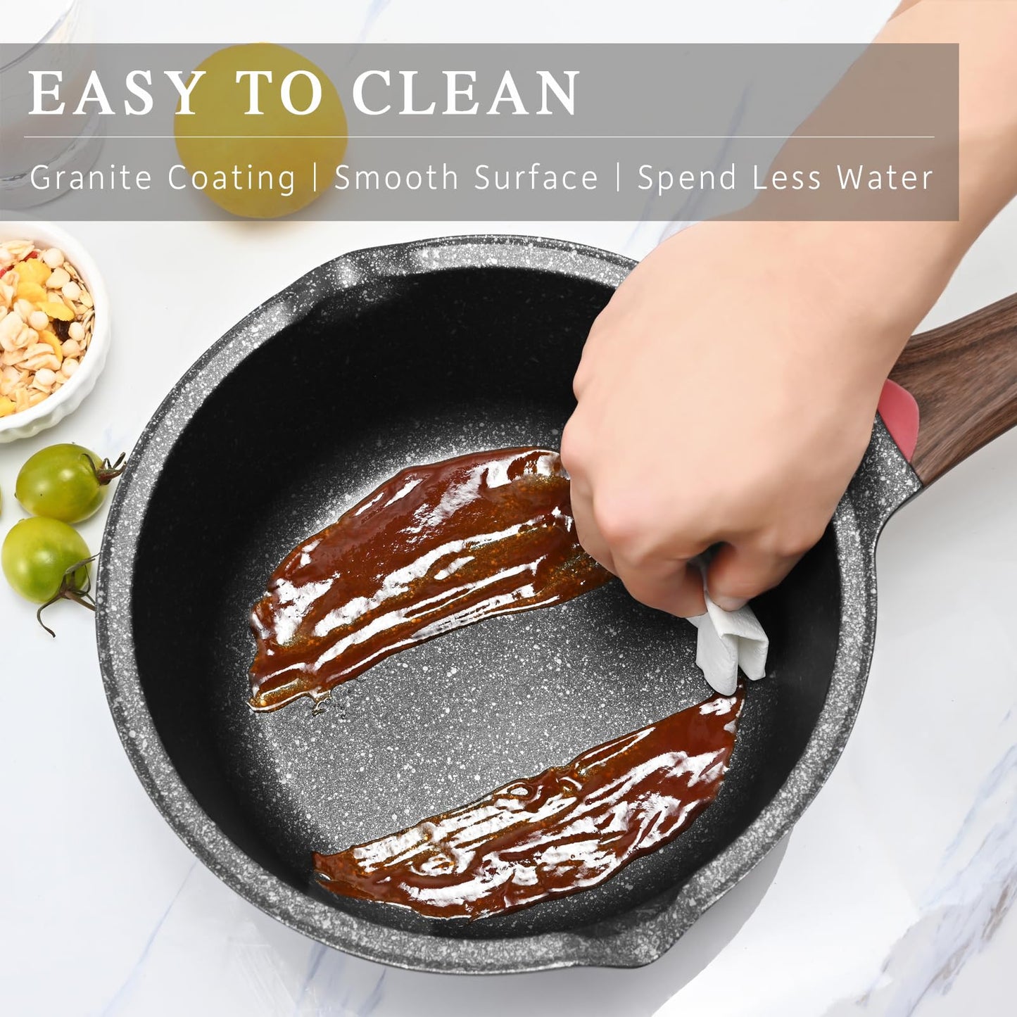 VINCHEF Nonstick Saucepan with Lid, 3QT Sauce Pan with Stay Cool Handle, Non Stick Small Cooking Pots Induction pot, Dishwasher Safe, Compatible for All Stove Top, PFAS and PFOA Free Black