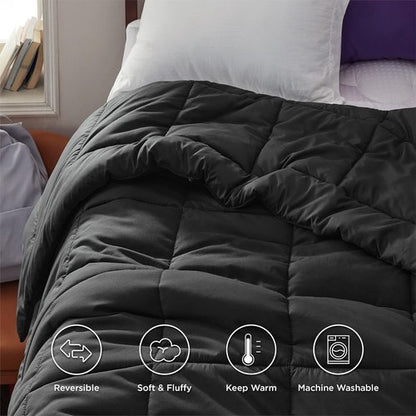 Bedsure Comforter Duvet Insert - All-Season Twin Size Quilted Down Alternative Bedding, Black 88 x 68 Inches
