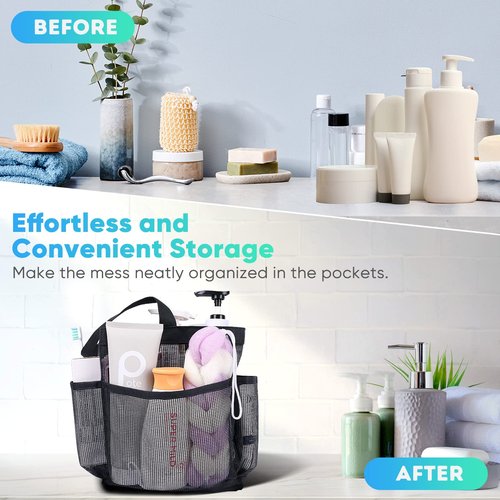 EUDELE Mesh Shower Caddy Portable for College Dorm Room Essentials, Shower Caddy Dorm with 8-Pocket Large Capacity for Beach, Swimming, Gym, Travel essentials