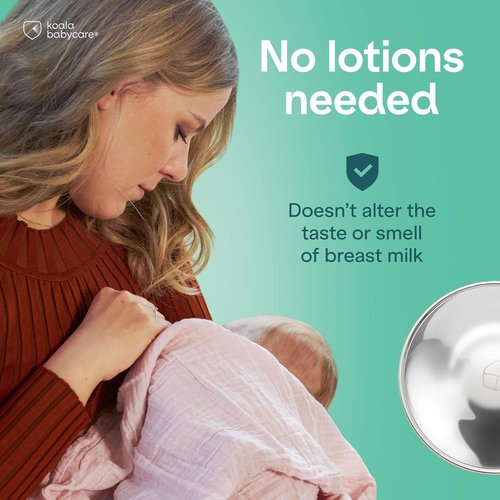 Koala Babycare Silver Nursing Cups | Nipple Shields for Breastfeeding - Protect & Soothe - Standard Size