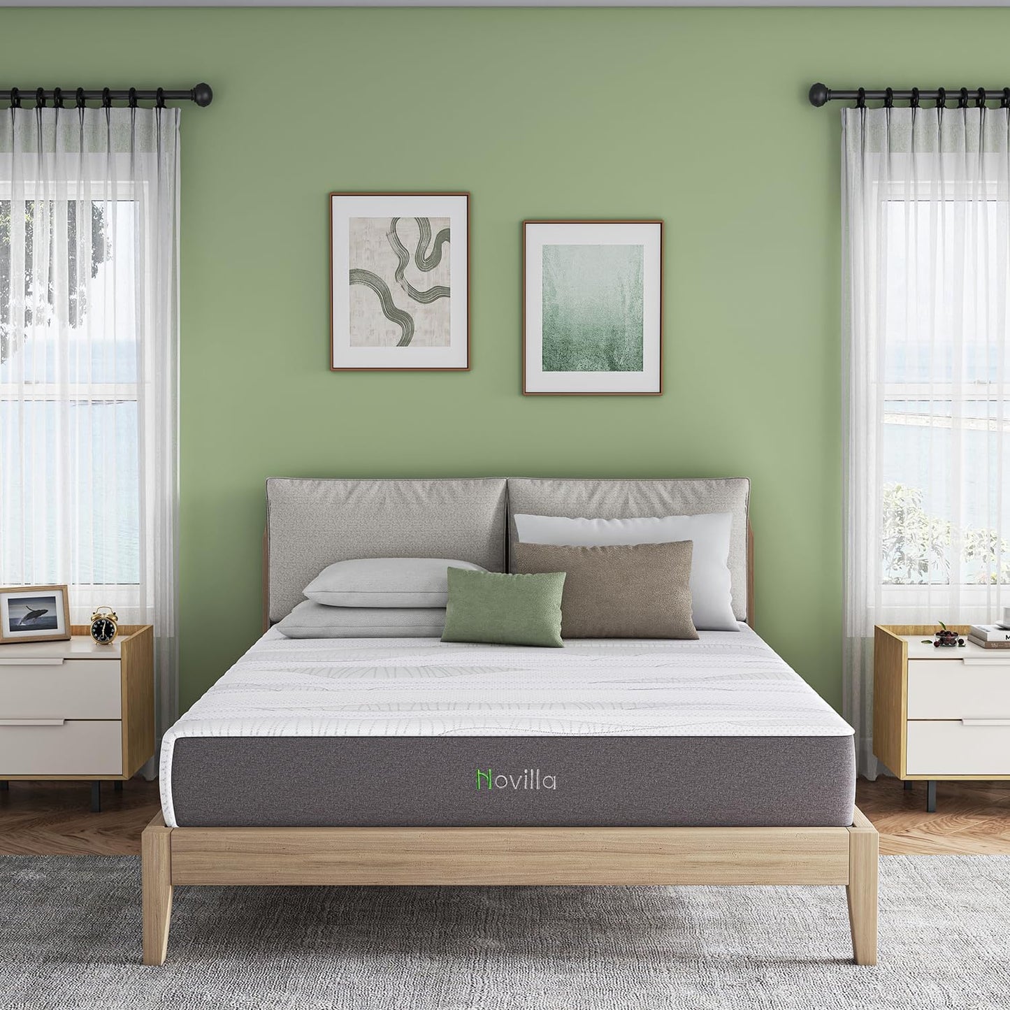 Novilla 12 Inch Queen Mattress - Advanced Cooling Gel Memory Foam & Charcoal Support Layer for Medium-Firm Comfort