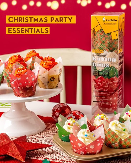 Katbite Christmas Tulip Cupcake Liners - 200PCS Muffin Baking Cups for Festive Treats