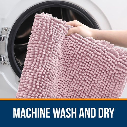 OLANLY Bathroom Rugs 24x16, Extra Soft Absorbent Chenille Bath Rugs, Rubber Backing Quick Dry, Machine Washable Bath Mats for Bathroom Floor, Tub and Shower, Home Decor Accessories, Dusty Rose