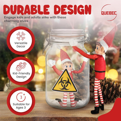Quebec Naughty Elf Set - Soft Body Christmas Elf Figures for Boys & Girls | 12-Inch Santa's Helpers