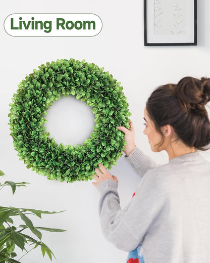 Regine Switzerland 20-Inch Artificial Boxwood Wreath - Versatile Greenery for All Seasons, Perfect for Home Decor