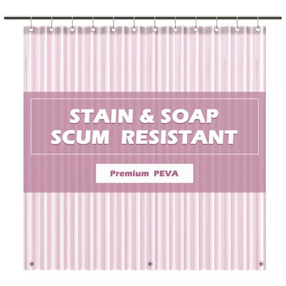 EHZNZIE Shower Curtain Liner Light Weight PEVA, Shower Liner 72x72 Inches, Waterproof, No Chemical Smell with 12 Rust Proof Metal Grommets for Bathroom Shower Curtain, Pink