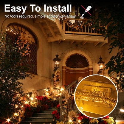 Skiennix 30 PCS Heavy-Duty Hooks for Outdoor String Lights - Clear Adhesive Clips for Easy Hanging