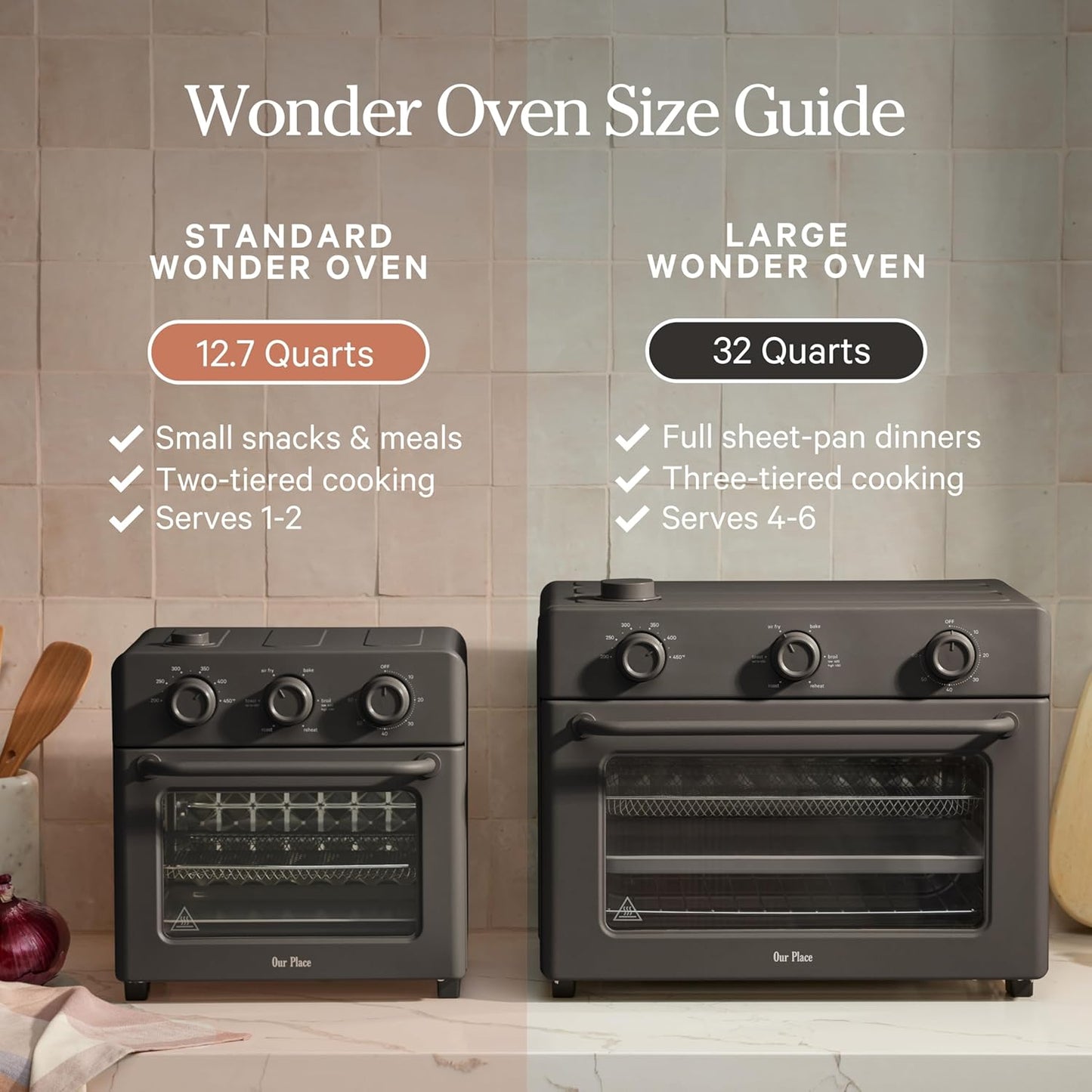 Our Place Large Wonder Oven - 6-in-1 Stainless Steel Air Fryer Toaster Oven Combo | 32 QT Capacity, Includes Basket, Rack & Pan