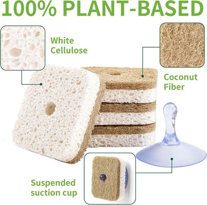 Kickleen 12-Pack Natural Kitchen Scrub Sponges - Biodegradable & Non-Scratch | White
