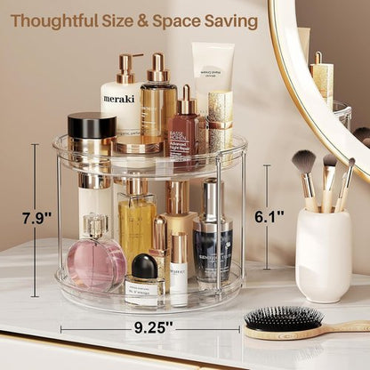 LAMU 2 Pack Lazy Susan Turntable Organizer - 9.25'' Rotating Spice Rack for Kitchen & Bathroom