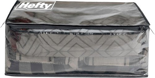 Hefty Extra Large Storage Bags - Heavy Duty Water Resistant Double Zipper Totes | 2 Pack (X-Large Black)