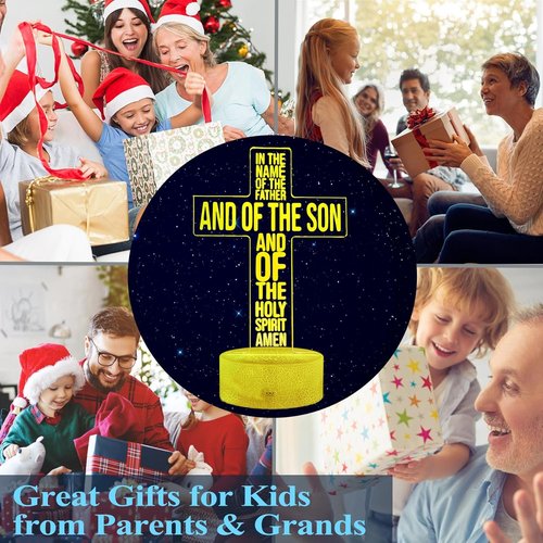 Cross 3D Night Light - Jesus Lamp with 16 Color Changing Options & Remote Control | Perfect Gift for Christmas & Birthdays