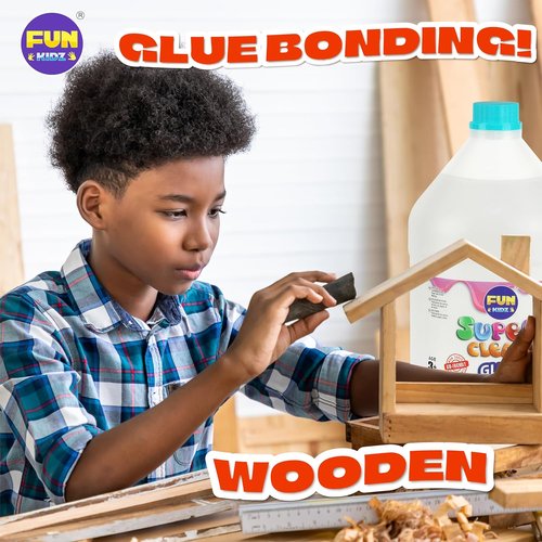FunKidz Super Clear Glue - 1 Gallon Non-Toxic Liquid for Arts & Crafts, Slime Making & School Projects