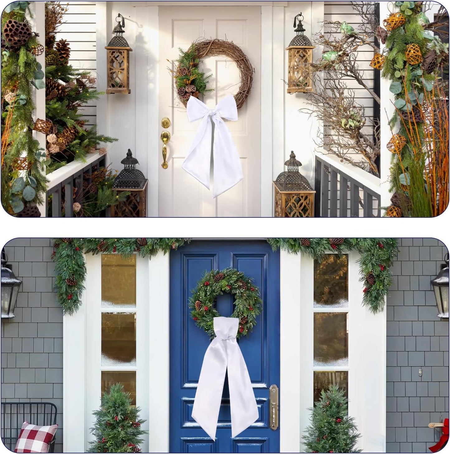 Skiennix Wreath Sash - Blank White for Monogram Embroidery | 5'' W x 54'' L | Front Door Decor (2 Pack)